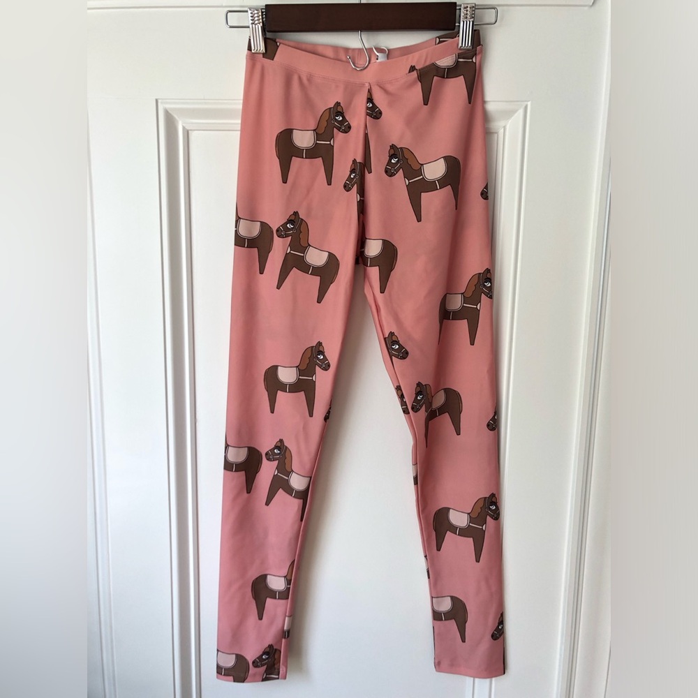 Mini Rodini Rose Pink Horse Print Leggings